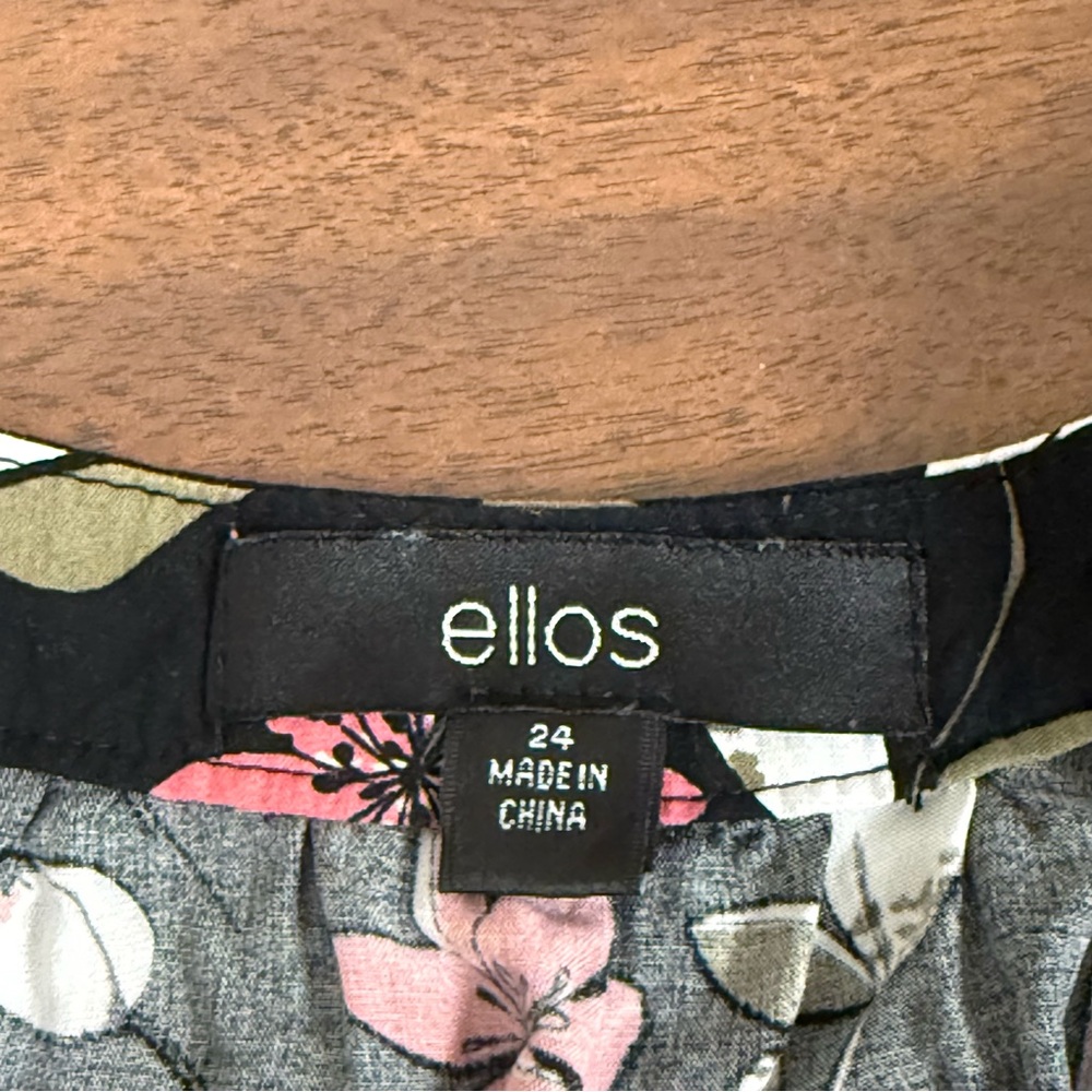 Ellos Black Floral Scoop Neck Shift Dress Plus Size 24 Casual Chic - Picture 6 of 9